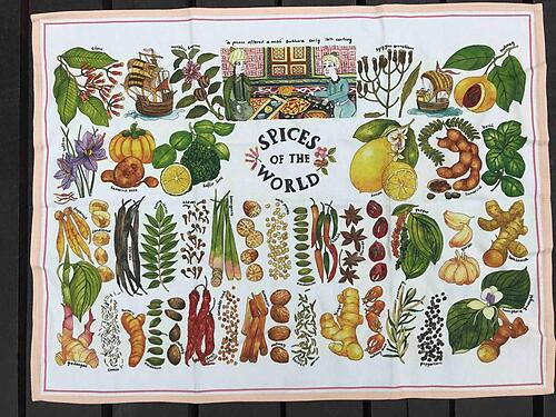 Spices of the World Tea towel ( Peach)
